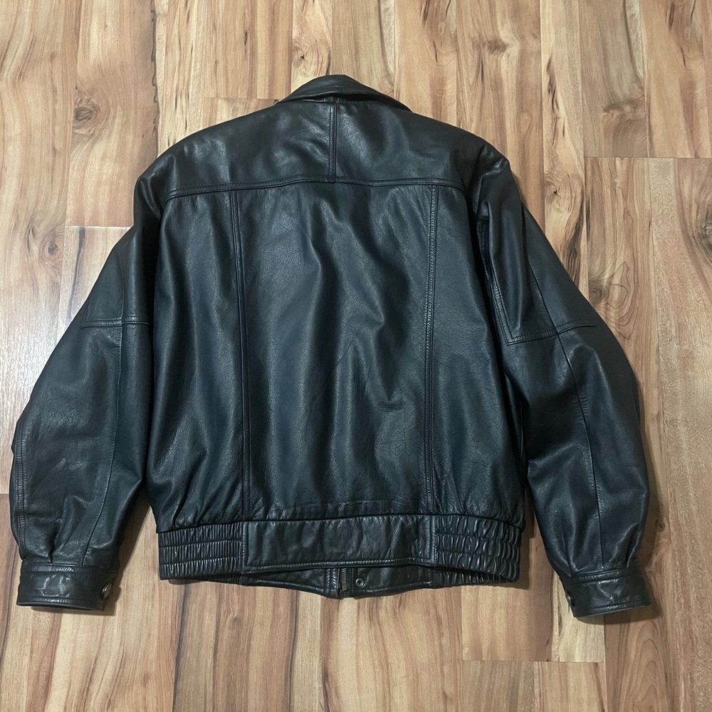 Wilsons Thinsulate Black Leather Bomber Jacket Sz L - Picture 3 of 13